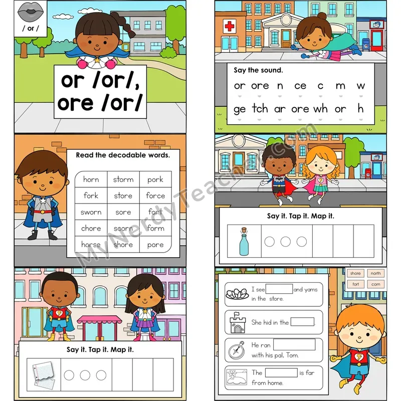 or, ore (R-Controlled) Digital Decodable Mini Book — Google Slides PDF