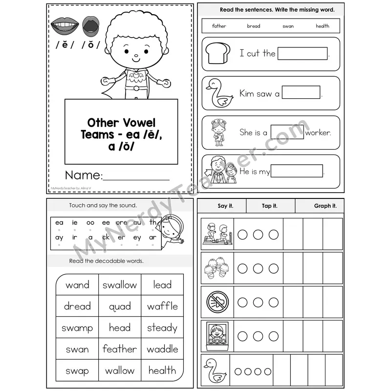 ea (Short E) Foldable Decodable Mini Book — Editable PPT