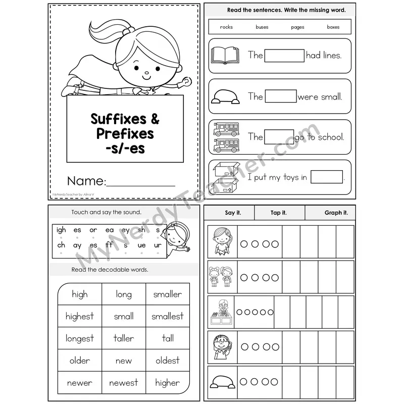Suffixes -s, -es Foldable Decodable Mini Book — Editable PPT