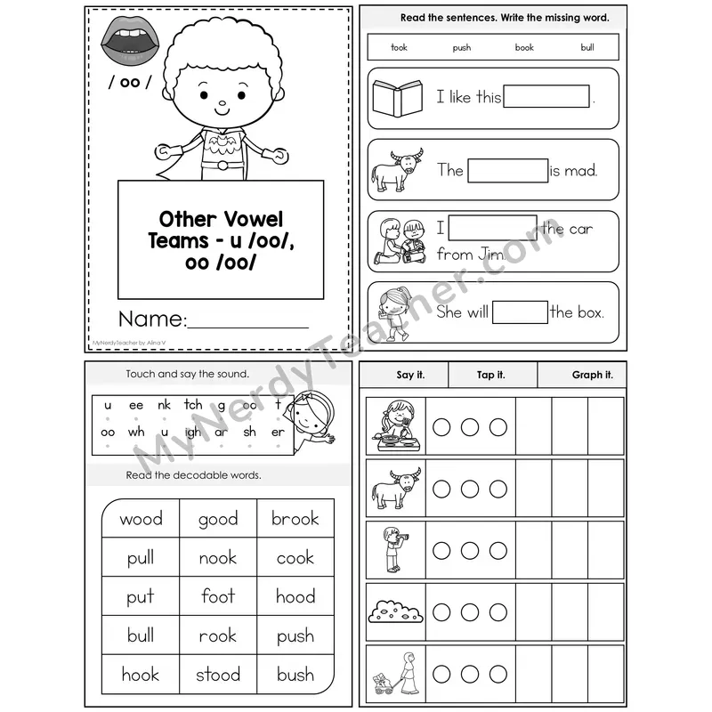 oo, u (Short /oo/) Foldable Decodable Mini Book — Editable PPT