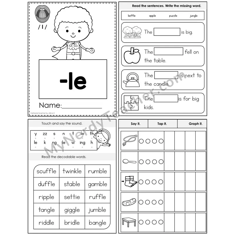 Consonant -le Foldable Decodable Mini Book — Editable PPT