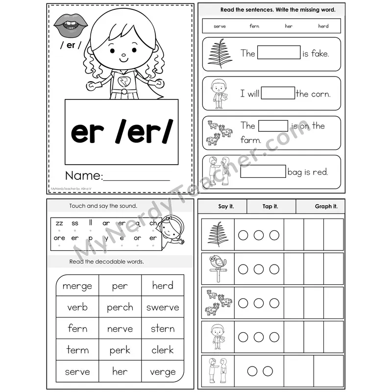 er (R-Controlled) Foldable Decodable Mini Book — Editable PPT