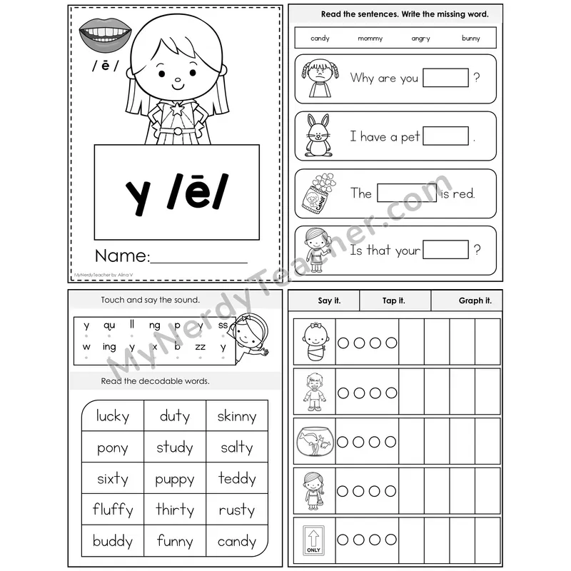y as Long E Foldable Decodable Mini Book — Editable PPT
