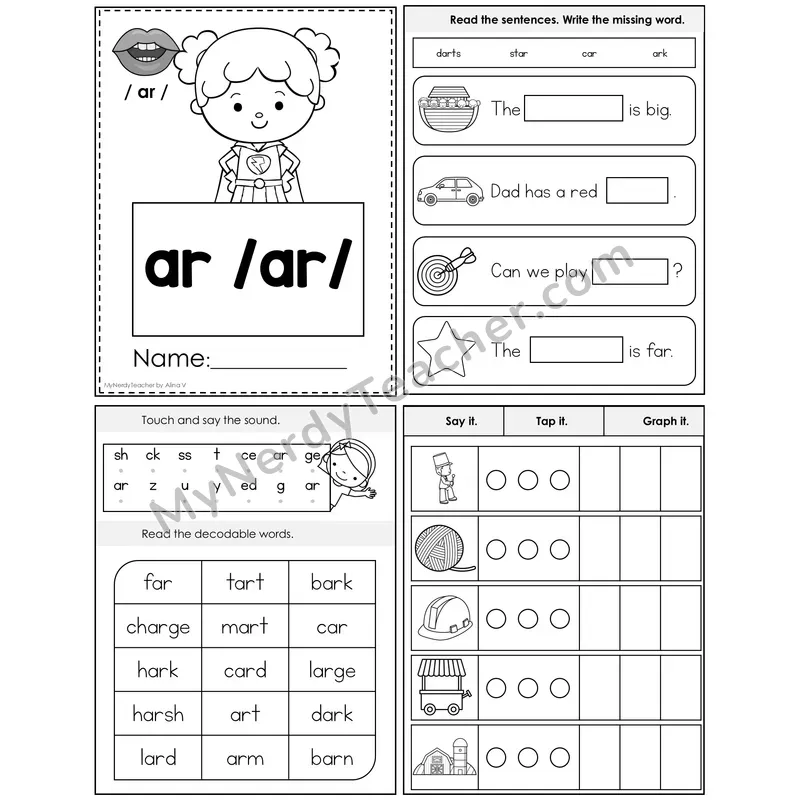 ar (R-Controlled) Foldable Decodable Mini Book — Editable PPT