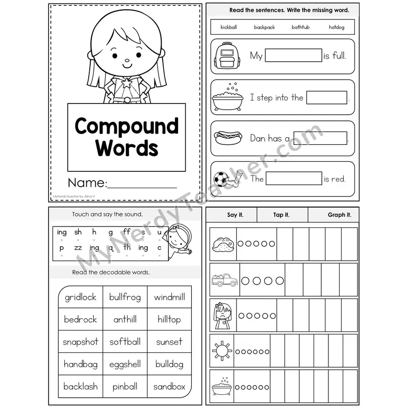 Compound Words Foldable Decodable Mini Book — Editable PPT