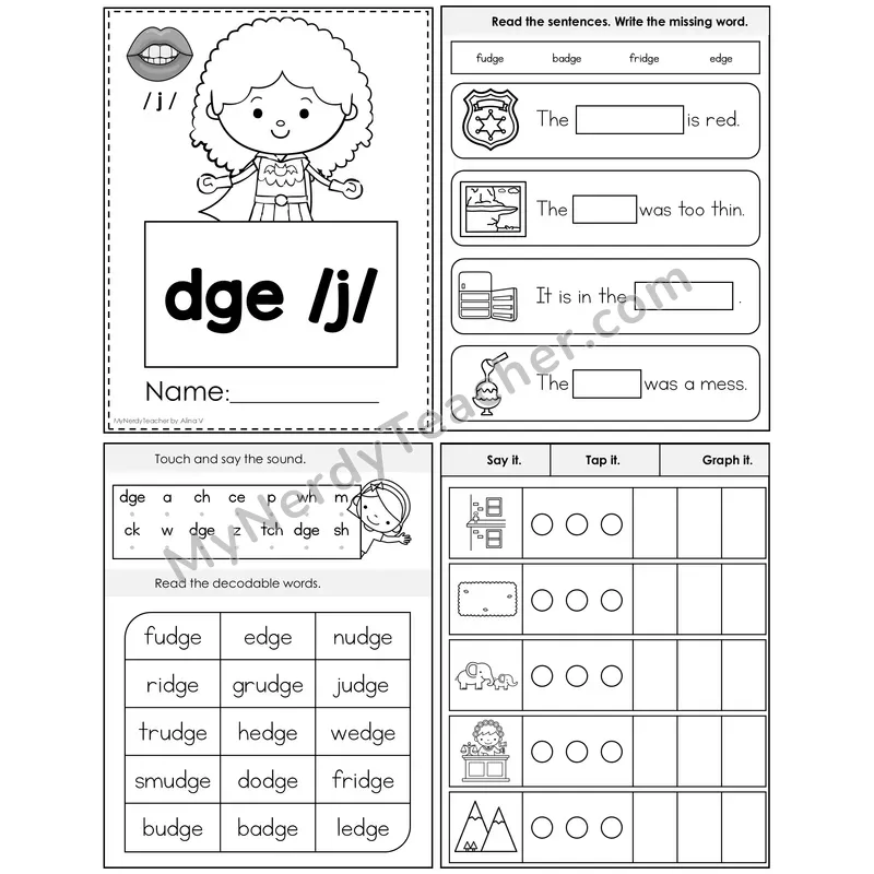 dge Trigraph (/j/) Foldable Decodable Mini Book — Editable PPT
