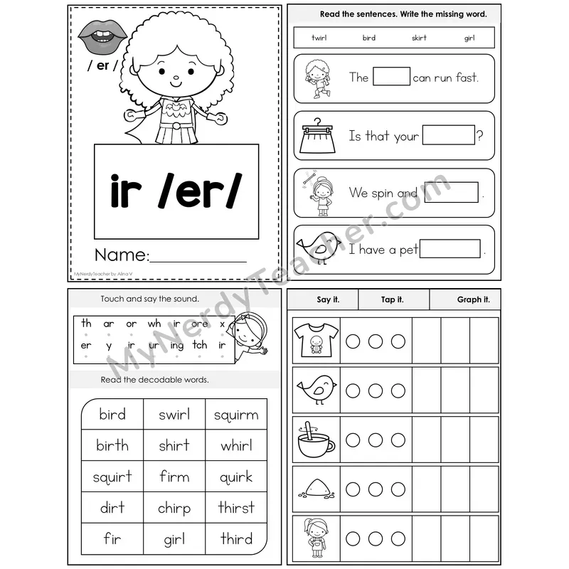 ir (R-Controlled) Foldable Decodable Mini Book — Editable PPT
