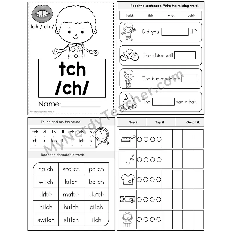 tch Trigraph (/ch/) Foldable Decodable Mini Book — Editable PPT