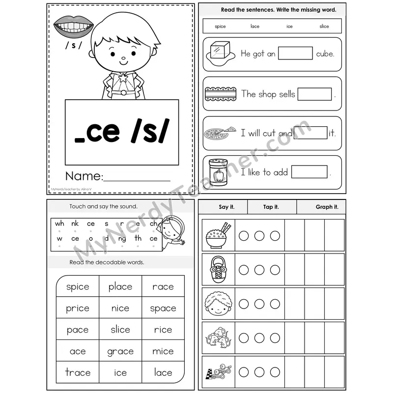 Soft C (_ce /s/) Foldable Decodable Mini Book — Editable PPT