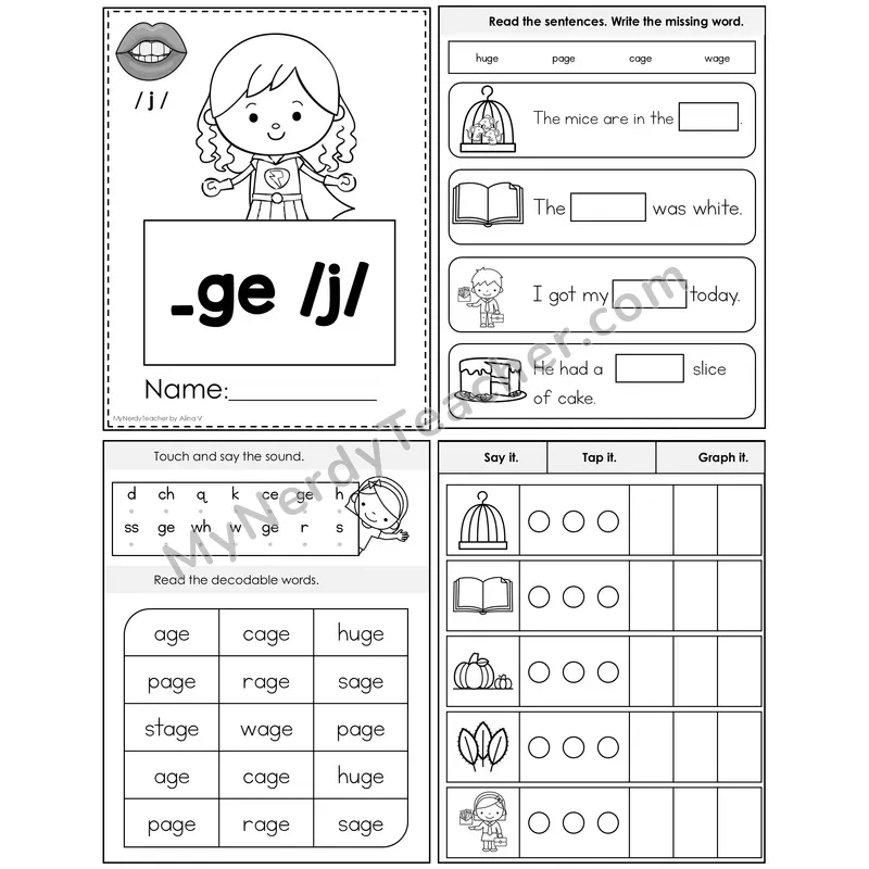 Soft G (_ge /j/) Foldable Decodable Mini Book — Editable PPT