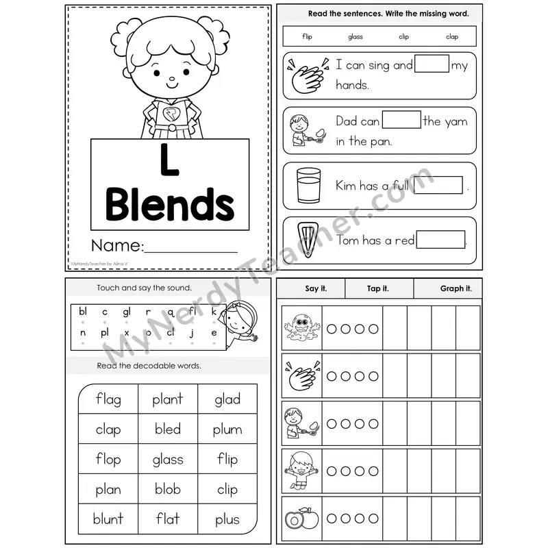 L Blends Foldable Decodable Mini Book — Editable PPT