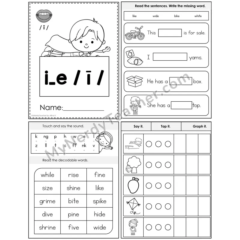 i_e Long I (Silent E) Foldable Decodable Mini Book — Editable PPT