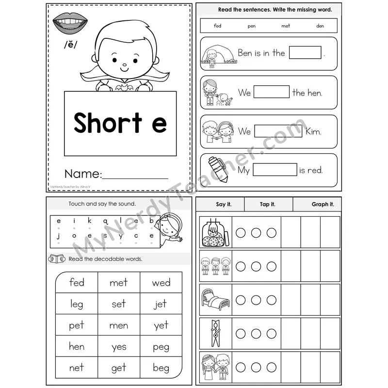 Short E Foldable Decodable Mini Book — Editable PPT