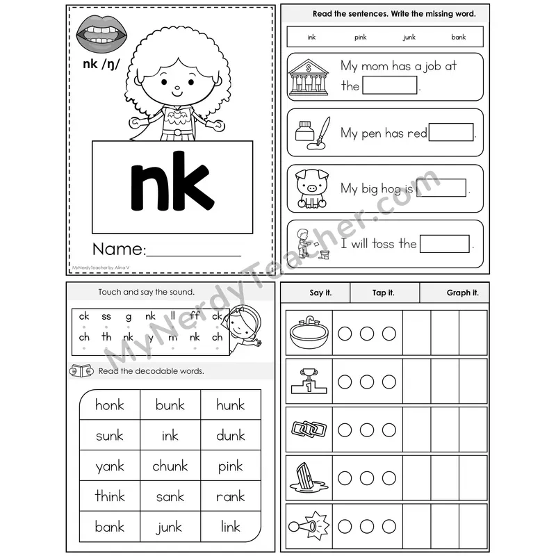 nk Digraph Foldable Decodable Mini Book — Editable PPT