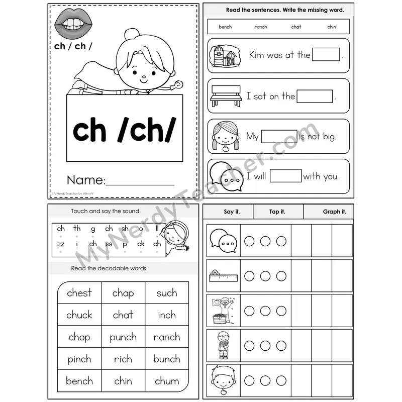 ch Digraph (/ch/) Foldable Decodable Mini Book — Editable PPT