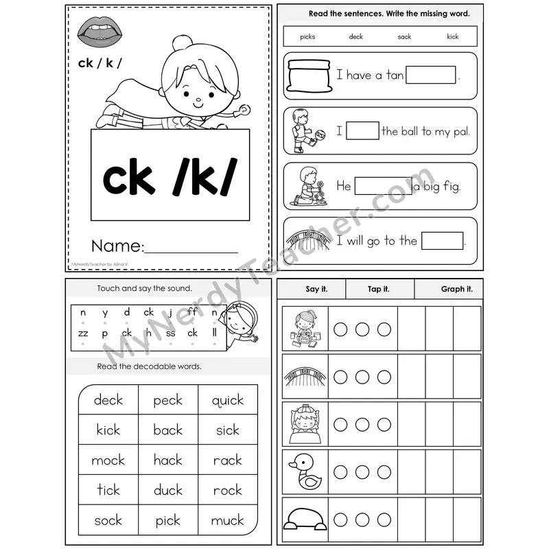 ck Digraph (/k/) Foldable Decodable Mini Book — Editable PPT