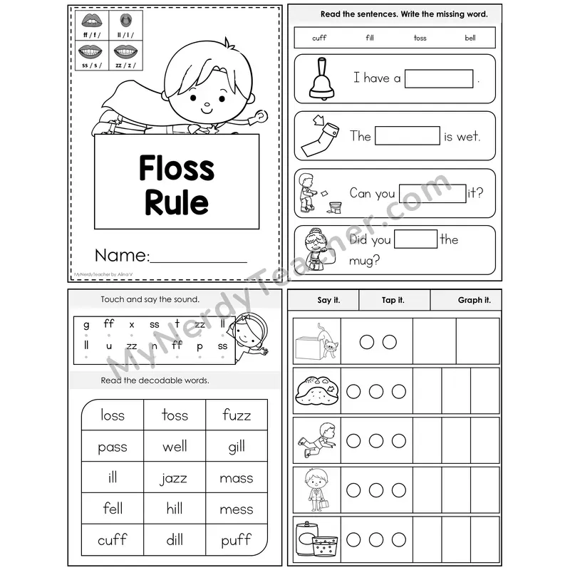 Floss Rule — ff, ll, ss, zz Foldable Mini Book — Editable PPT