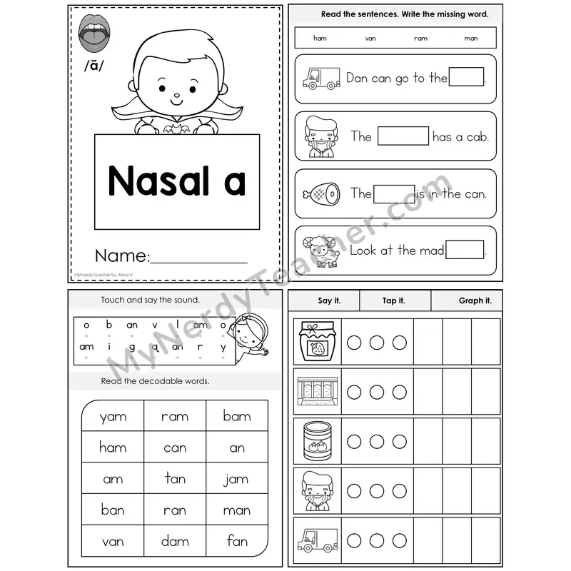 Nasalized A (am, an) Foldable Decodable Mini Book — Editable PPT