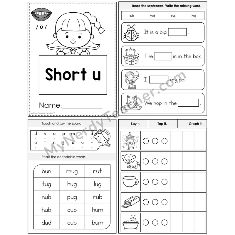Short U Foldable Decodable Mini Book — Editable PPT