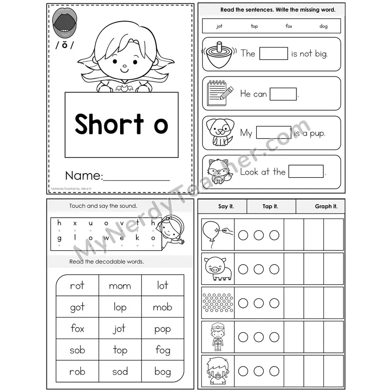 Short O Foldable Decodable Mini Book — Editable PPT
