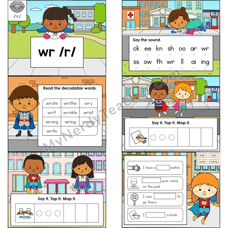 Silent Letters wr (/r/) Digital Decodable Mini Book — Editable PPT