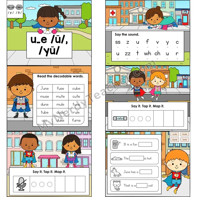 u_e Long U (Silent E) Digital Decodable Mini Book — Editable PPT