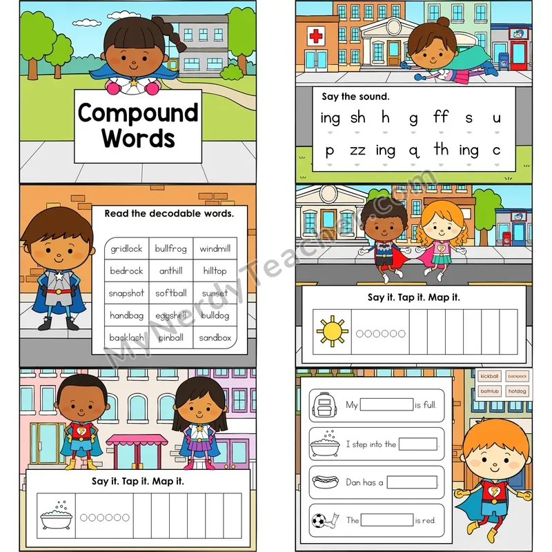 Compound Words Digital Decodable Mini Book — Editable PPT