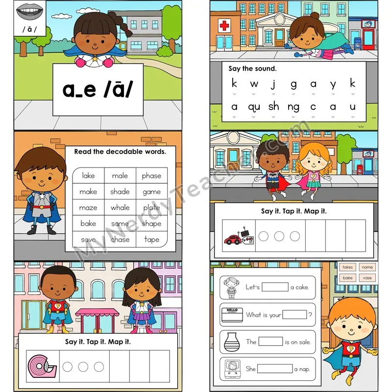 a_e Long A (Silent E) Digital Decodable Mini Book — Editable PPT