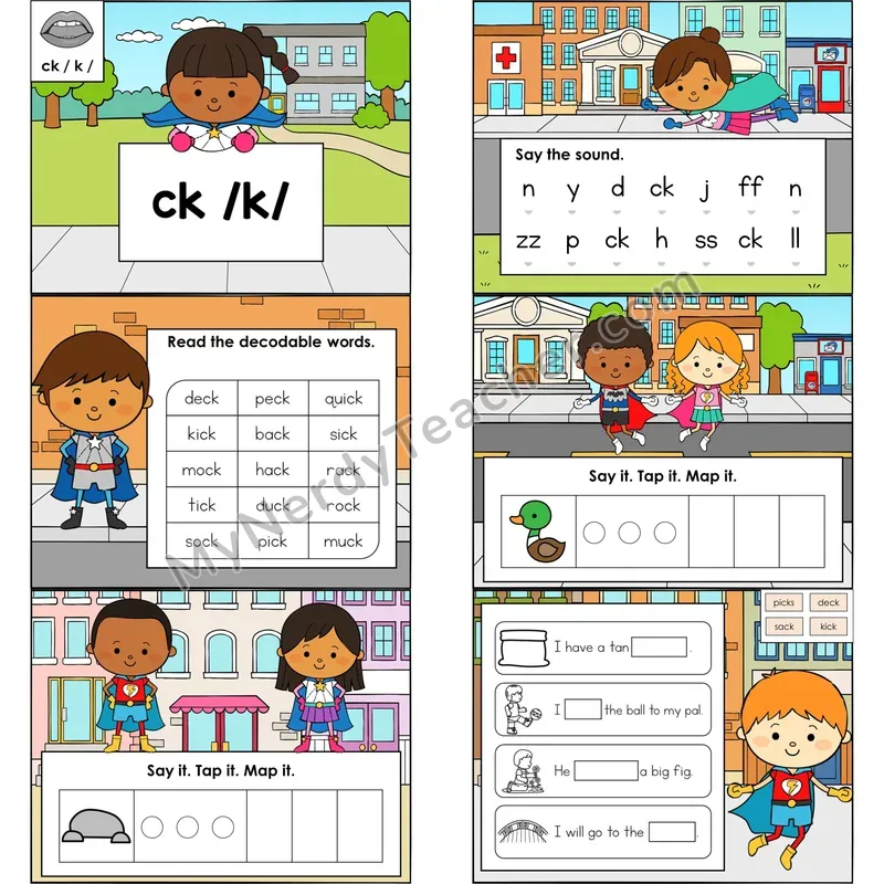 ck Digraph (/k/) Digital Decodable Mini Book — Editable PPT