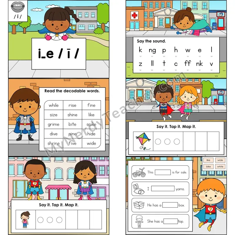 i_e Long I (Silent E) Digital Decodable Mini Book — Editable PPT