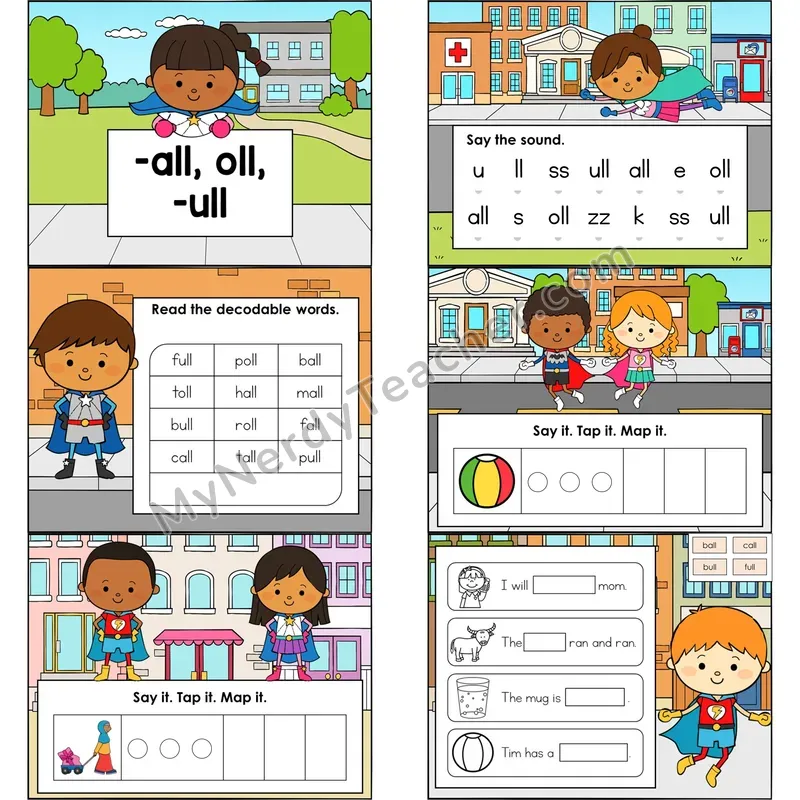 -all, -oll, -ull Digital Decodable Mini Book — Editable PPT