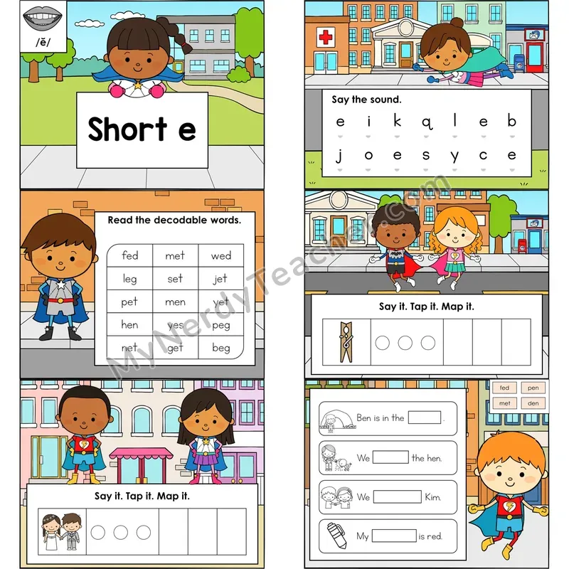 Short E Digital Decodable Mini Book — Editable PPT