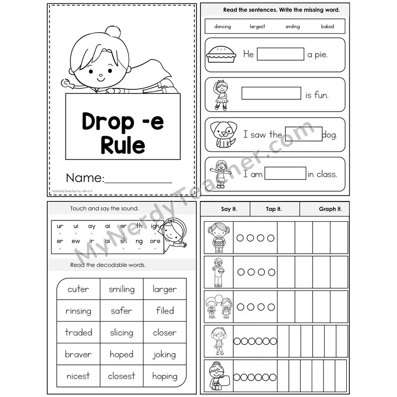 Drop -e Rule Foldable Decodable Mini Book — Editable PPT