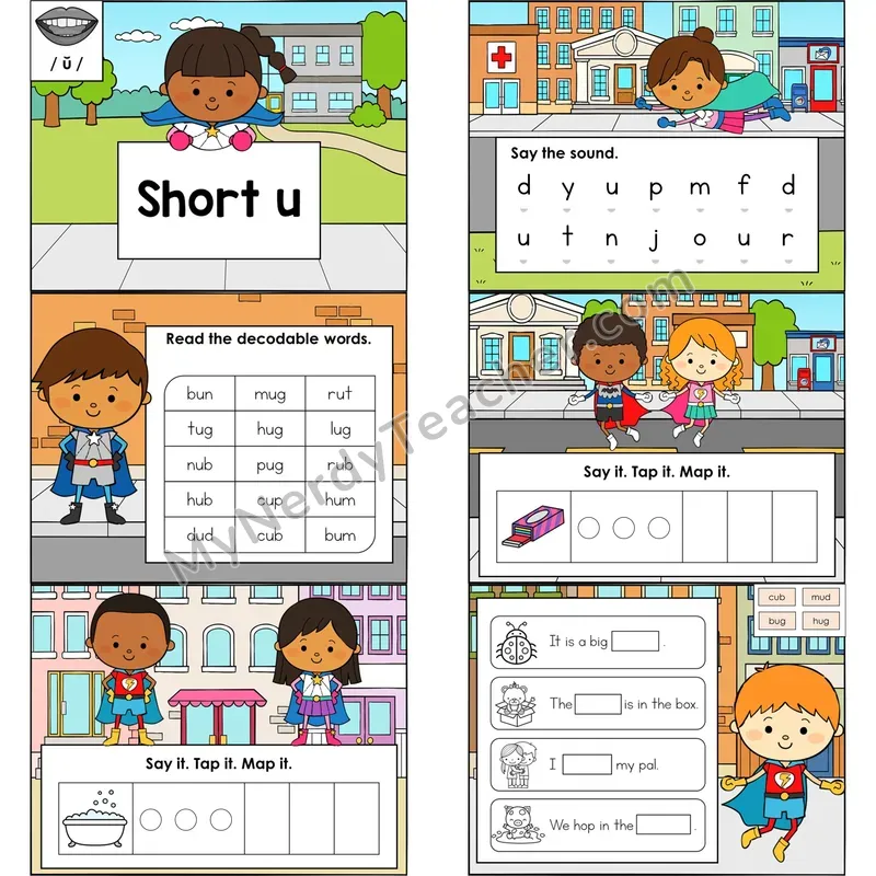Short U Digital Decodable Mini Book — Editable PPT