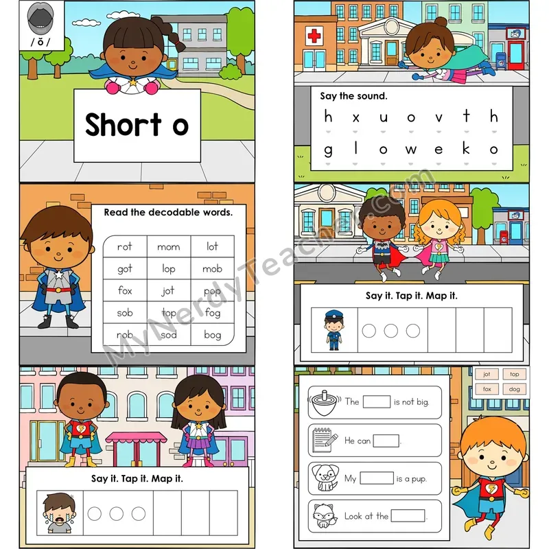Short O Digital Decodable Mini Book — Editable PPT