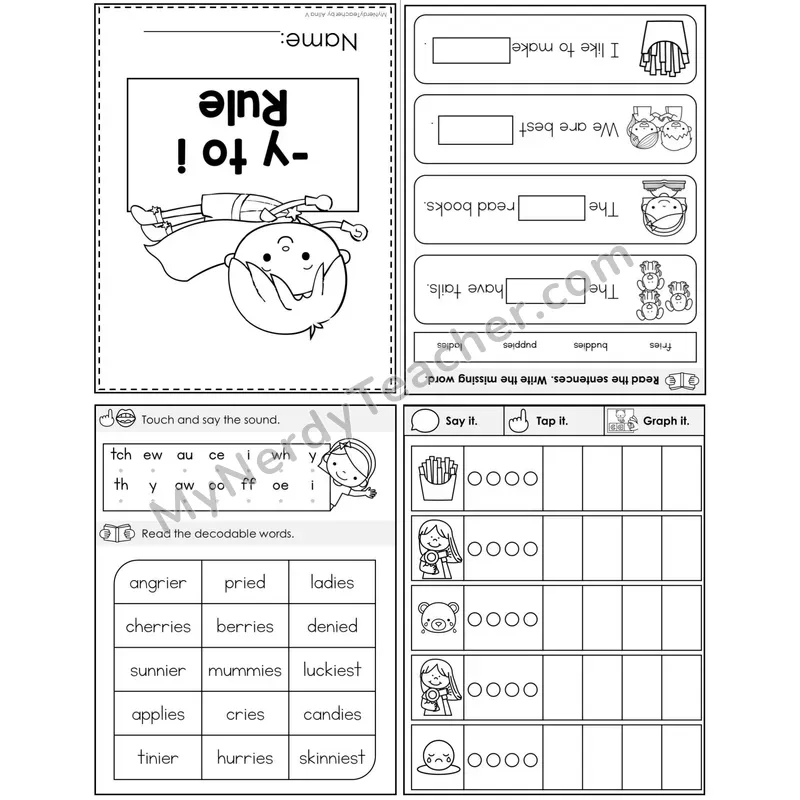 y to i Rule Foldable Decodable Mini Book — Printable PDF