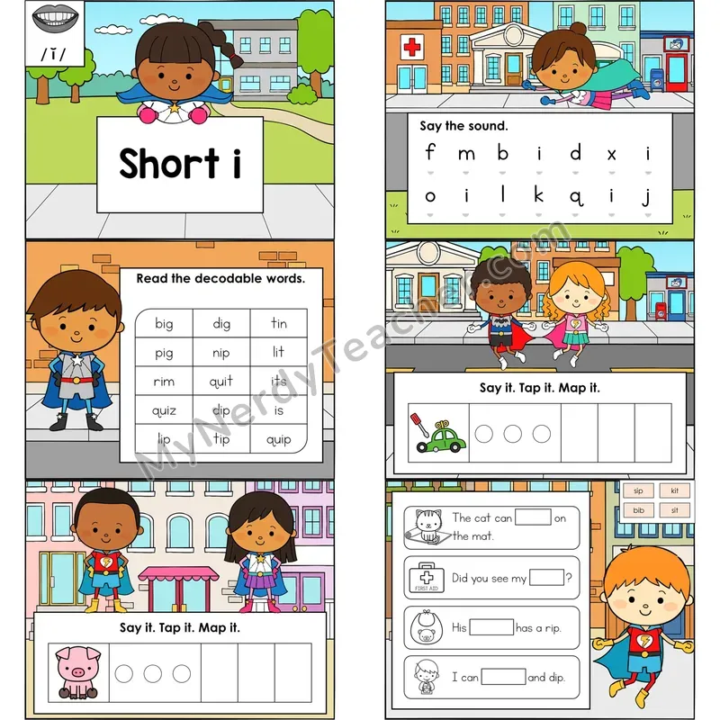 Short I Digital Decodable Mini Book — Editable PPT