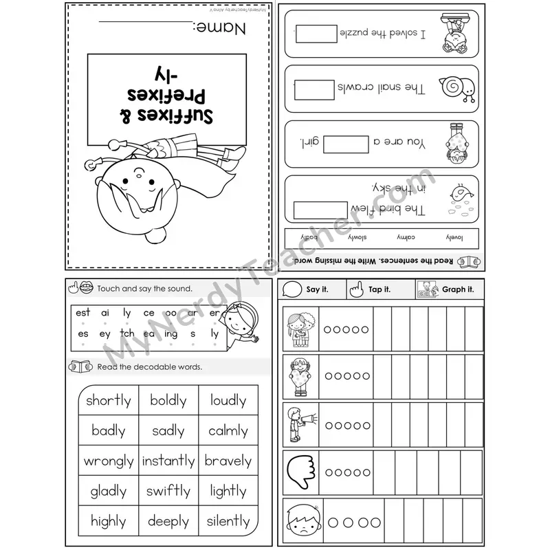 Suffix -ly Foldable Decodable Mini Book — Printable PDF