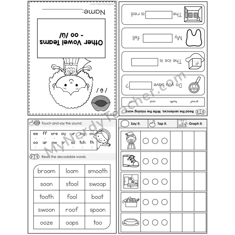 oo (Long /oo/) Foldable Decodable Mini Book — Printable PDF