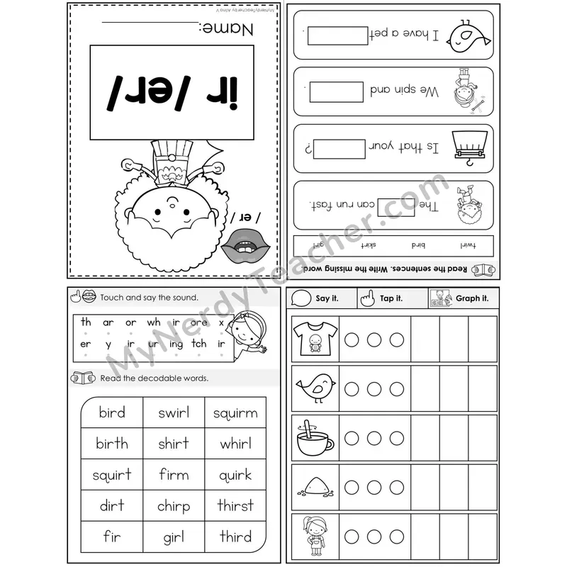 ir (R-Controlled) Foldable Decodable Mini Book — Printable PDF