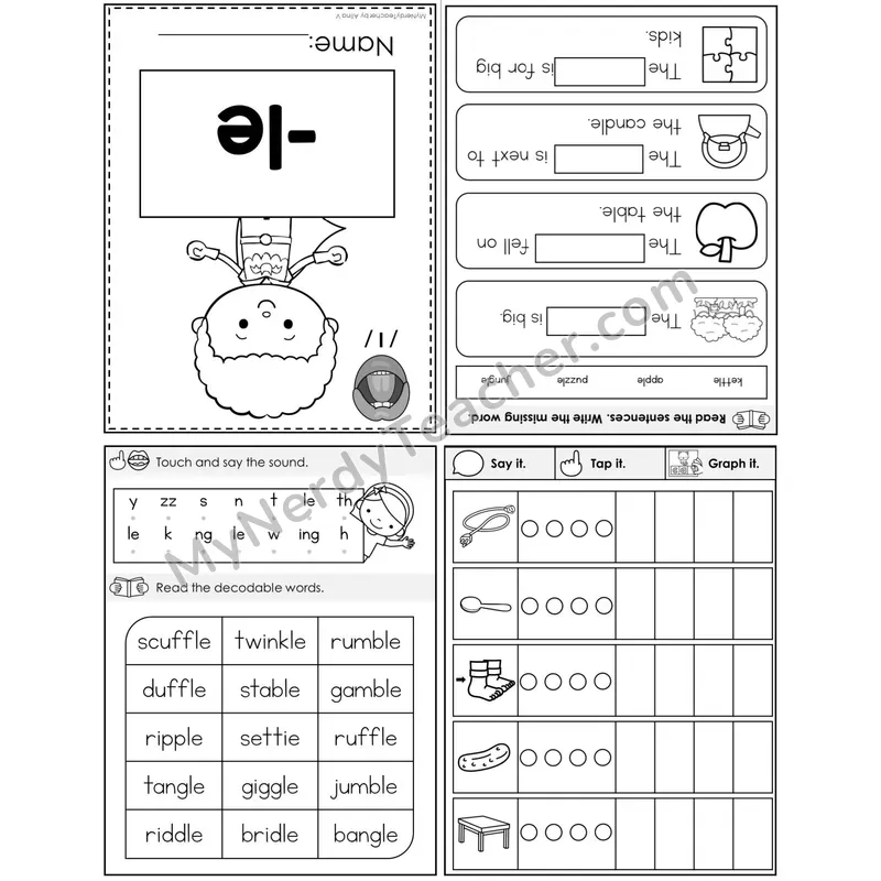 Consonant -le Foldable Decodable Mini Book — Printable PDF