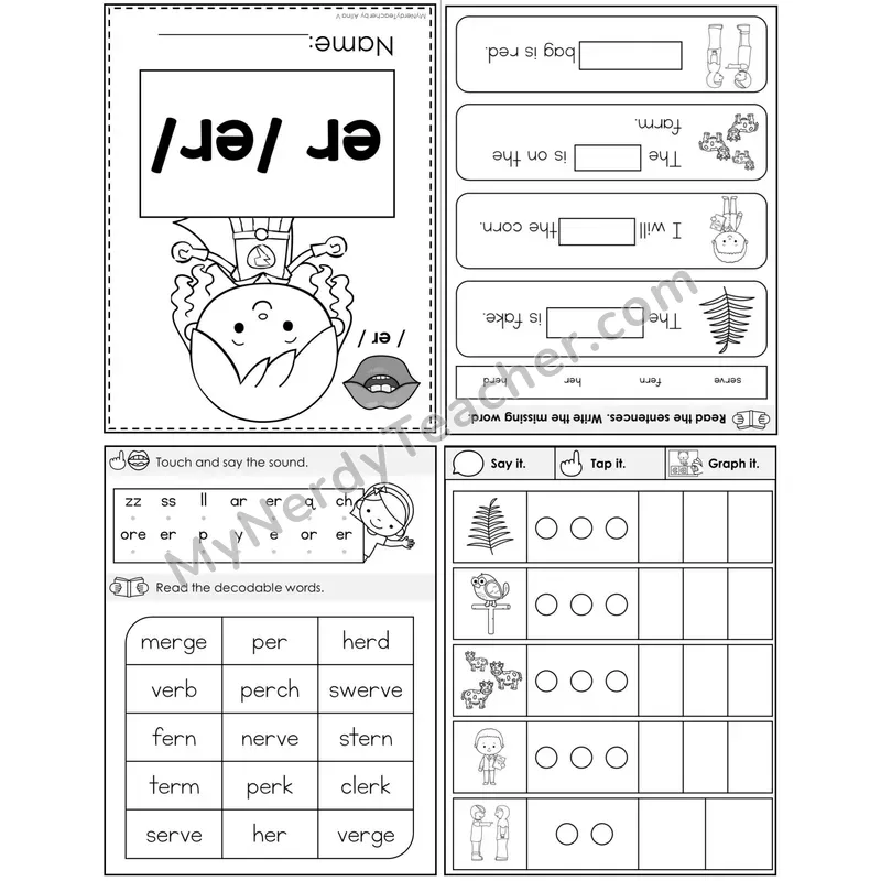 er (R-Controlled) Foldable Decodable Mini Book — Printable PDF