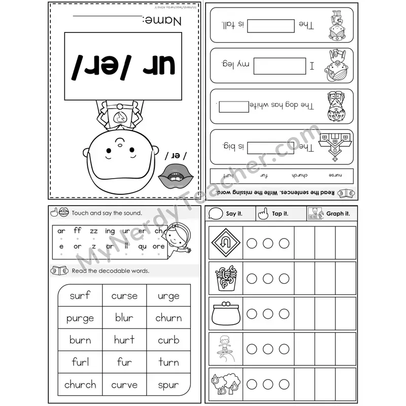 ur (R-Controlled) Foldable Decodable Mini Book — Printable PDF