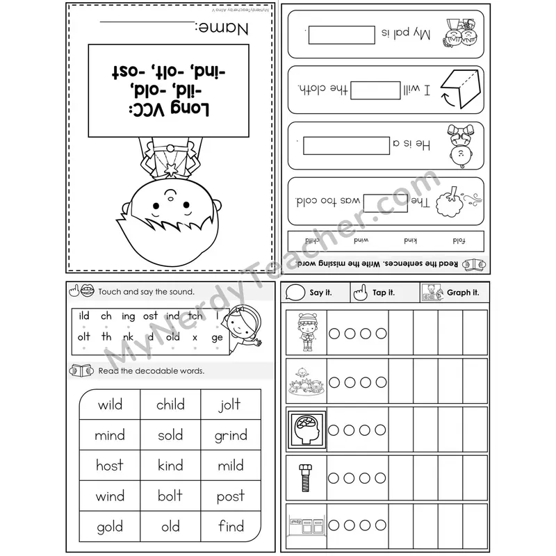 Long VCC Patterns (-ild, -old, -ind) Foldable Mini Book PDF