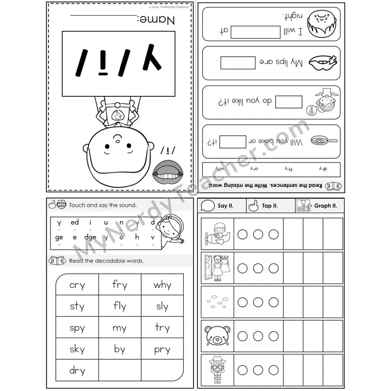 y as Long I Foldable Decodable Mini Book — Printable PDF