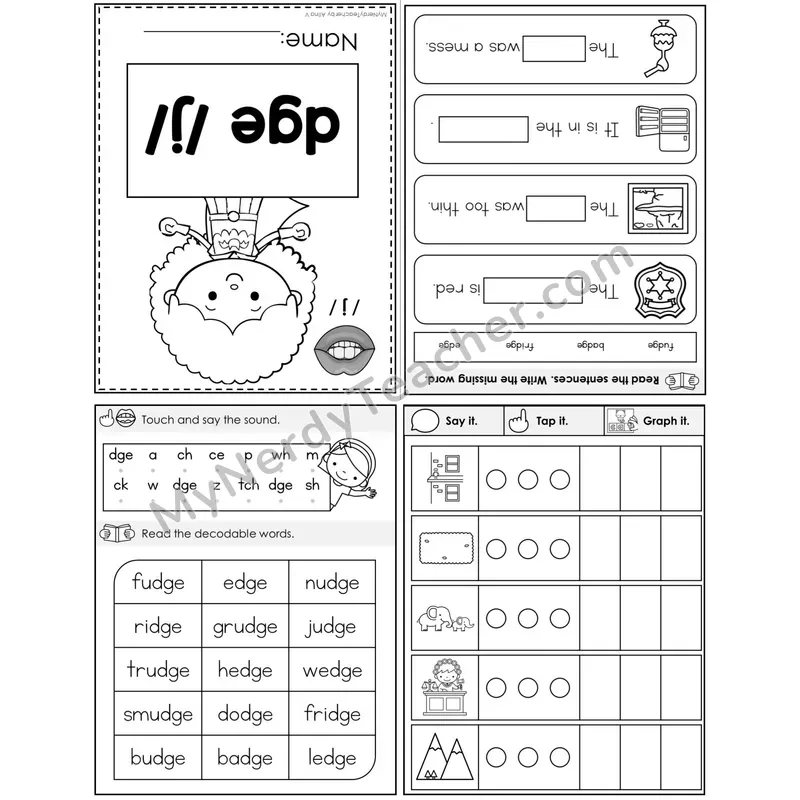 dge Trigraph (/j/) Foldable Decodable Mini Book — Printable PDF