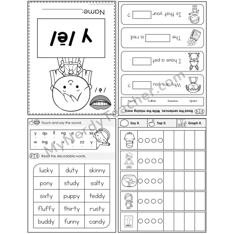 y as Long E Foldable Decodable Mini Book — Printable PDF