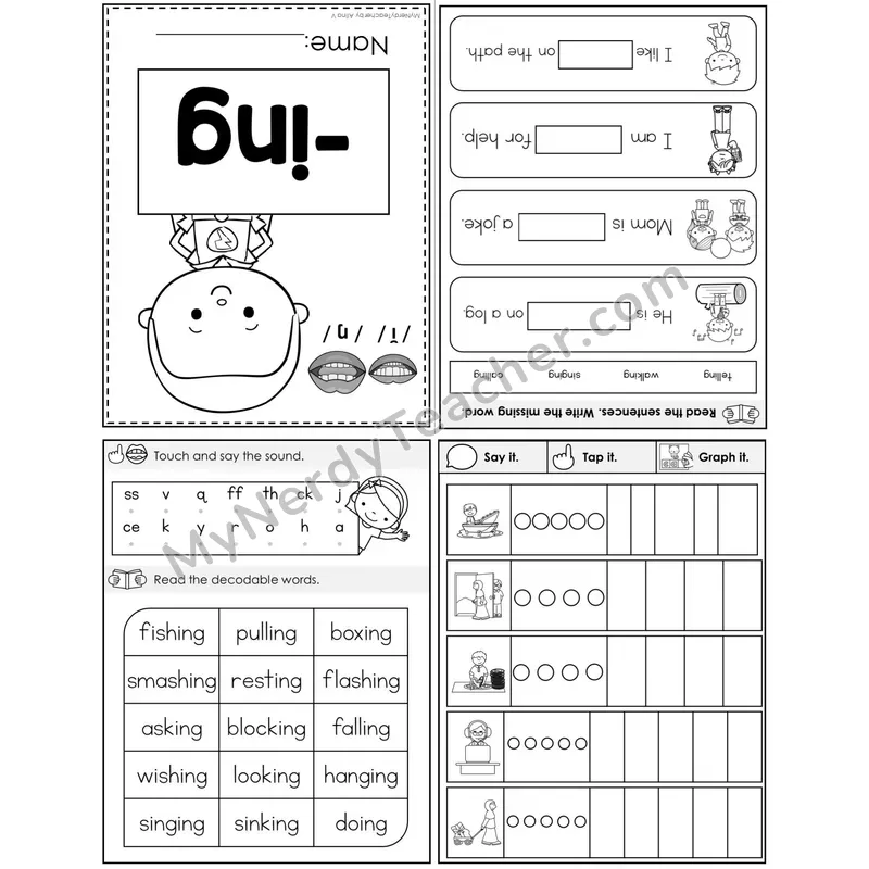 Suffix -ing Foldable Decodable Mini Book — Printable PDF