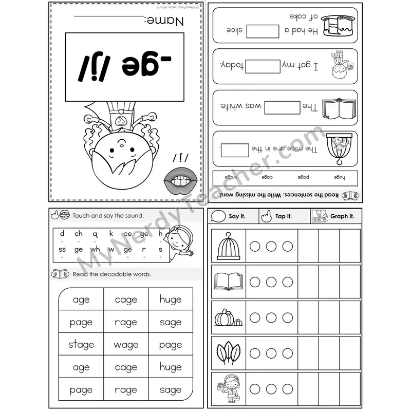 Soft G (_ge /j/) Foldable Decodable Mini Book — Printable PDF