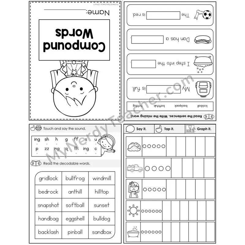 Compound Words Foldable Decodable Mini Book — Printable PDF